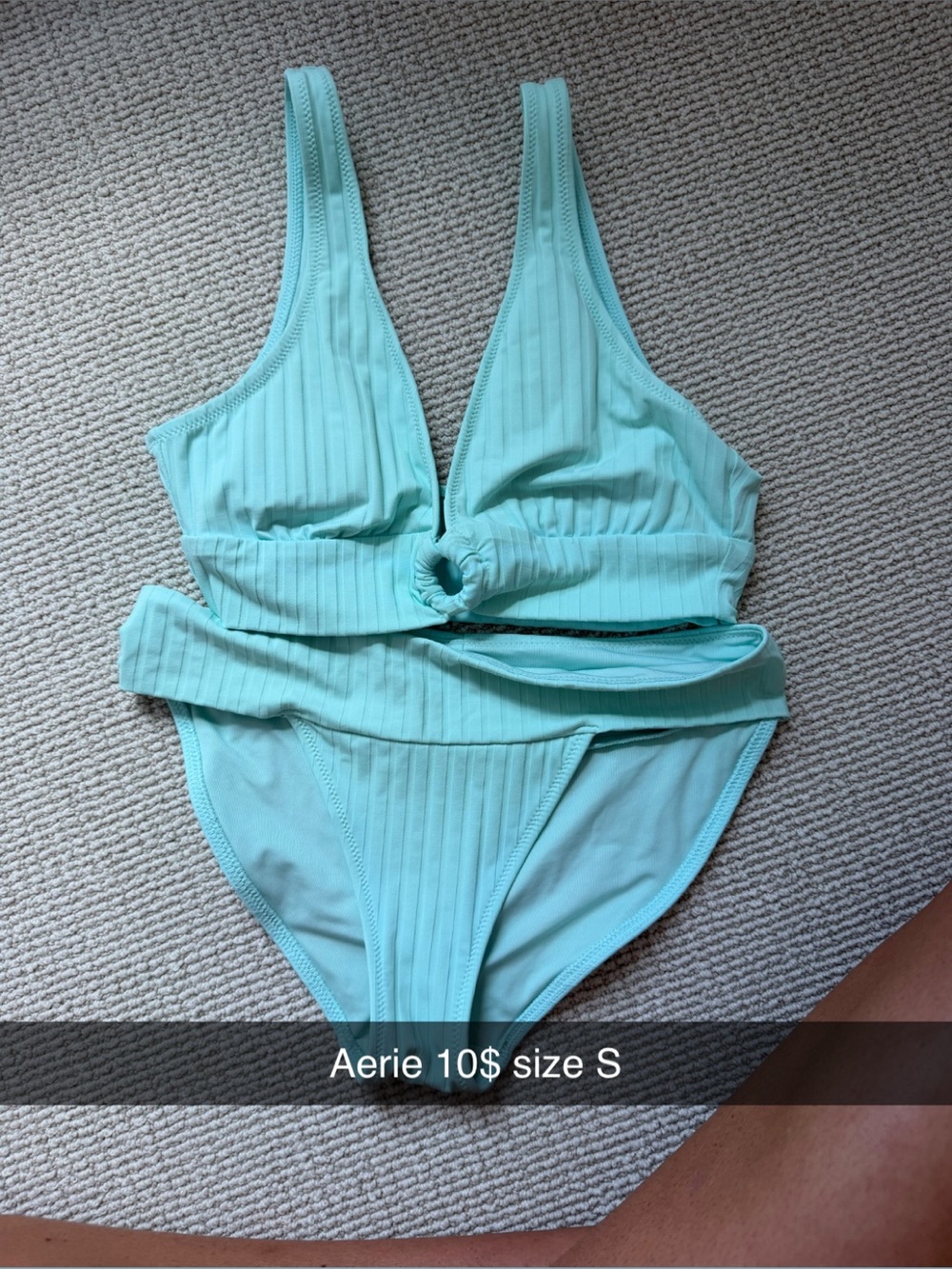 aerie Ribbed Mint Knot One-Piece Swimsuit